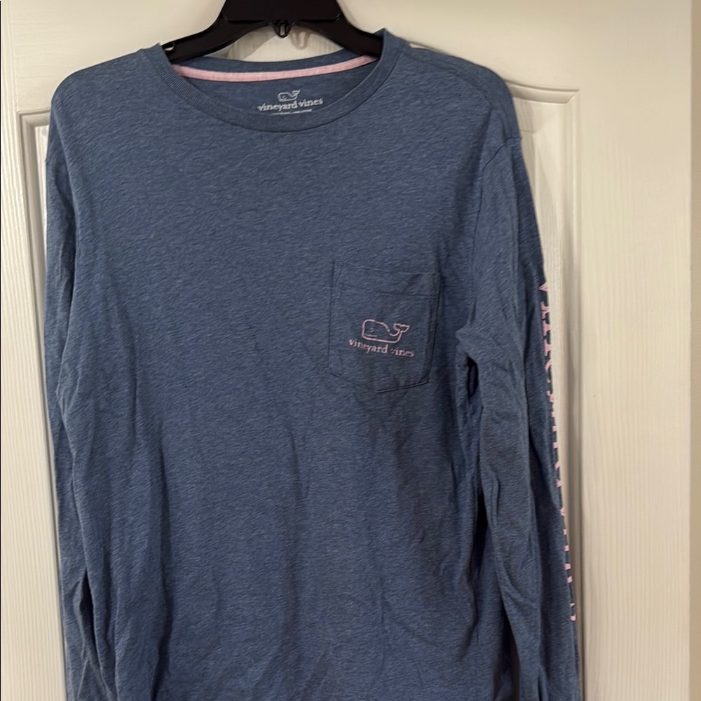 Vineyard Vines Men's Heather Blue Long Sleeve Tee